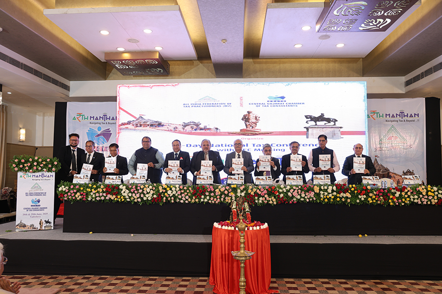 Dr. D.M. Sinha, Judicial Member, ITAT Rajkot Bench addressing the gathering as Guest of Honour. 