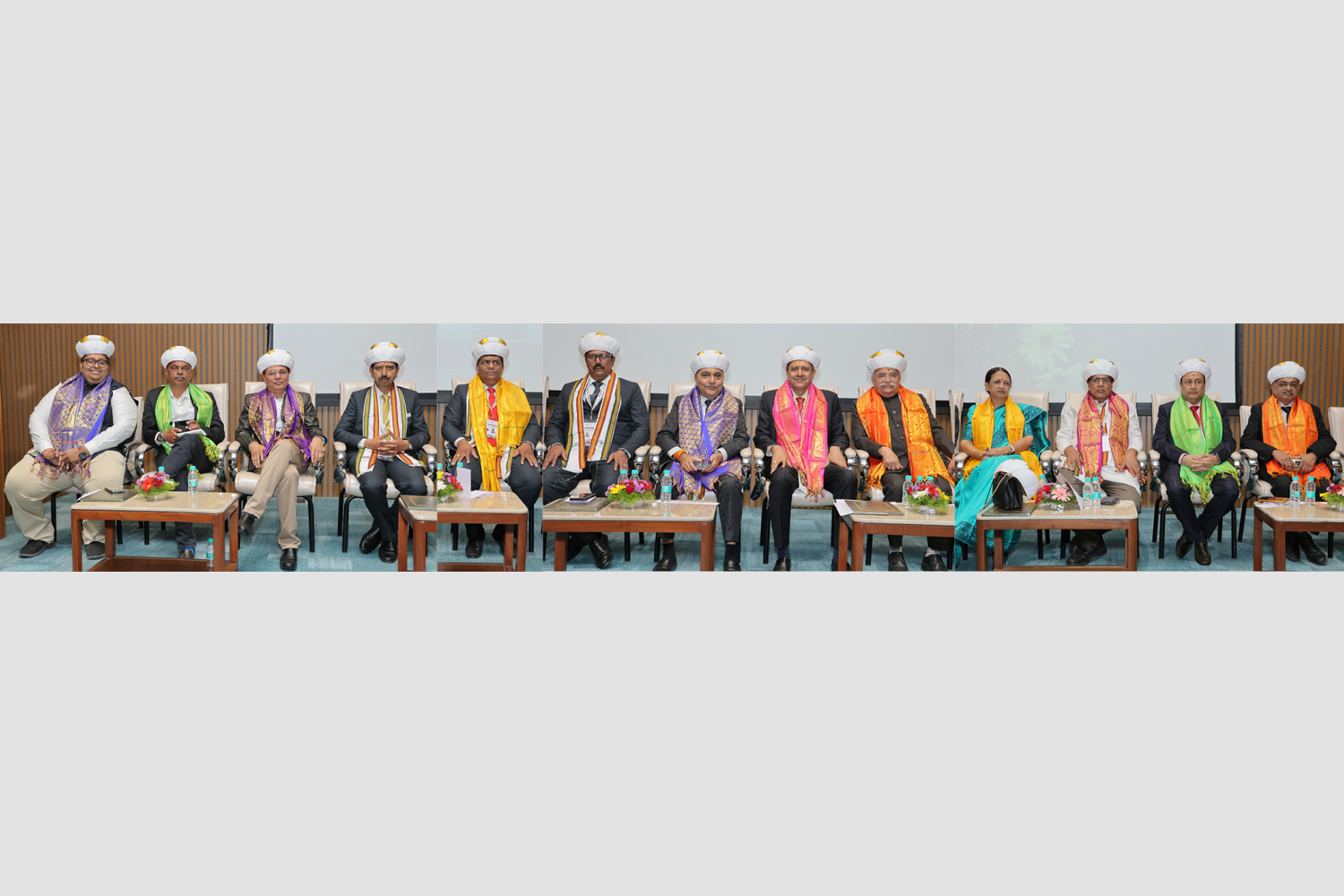 Inauguration Session: Seen from Left to Right S/Shri Sachin Gandhi, Chairman, AIFTP (WZ), Mahesh Madkholkar, President, GSTPAM, Nitin Dongre, President, NMTPA, Shripad Bedarkar, Conference Co-Chairman, Prasad Deshpande, President, MTPA, Narendra Sonawane, Conference Chairman, Samir S. Jani, National President, AIFTP, CMA B. M. Sharma, National Past President, ICMAI, Deepak Godse, Past President, MTPA,  Smt. Nikita R. Badheka, Past President, AIFTP, Vinayak Patkar, National Vice President, AIFTP (WZ), Santosh Gupta, Secretary General, AIFTP and Bhaskar B. Patel, Treasurer, AIFTP.